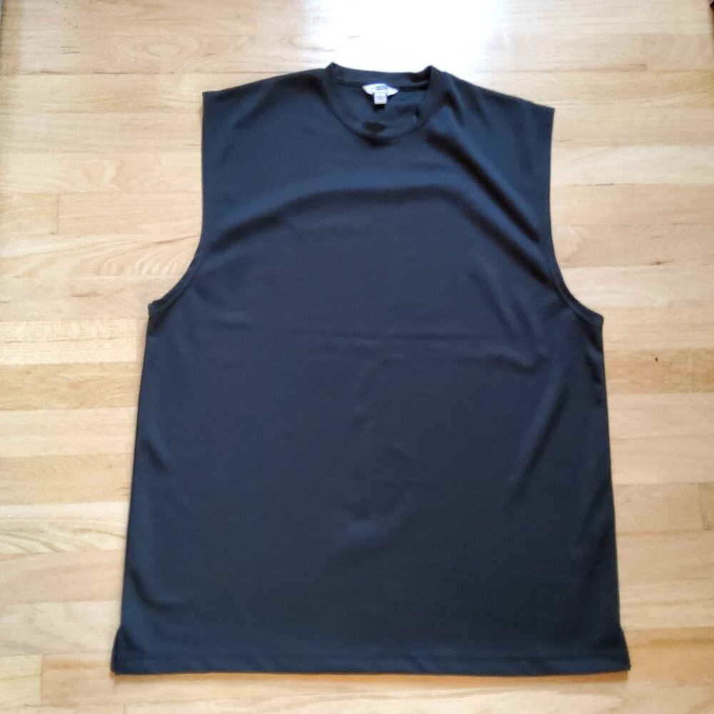 Oleg Cassini Sports Black Sleeveless Tank Tops Workout Athletic Muscle Shirt SzL
